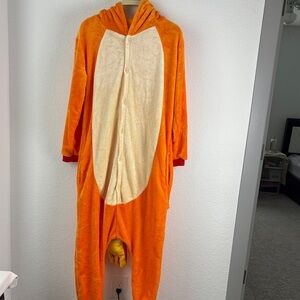 Vibrant Orange Hooded Men's Onesie